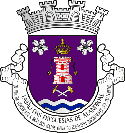 Brasão da União das freguesias de Alandroal (Nossa Senhora da Conceição), São Brás dos Matos (Mina do Bugalho) e Juromenha (Nossa Senhora do Loreto) - Alandroal (Nossa Senhora da Conceição), São Brás dos Matos (Mina do Bugalho) and Juromenha (Nossa Senhora do Loreto) civil parishes union, coat-of-arms Brasão da União das freguesias de Alandroal (Nossa Senhora da Conceição), São Brás dos Matos (Mina do Bugalho) e Juromenha (Nossa Senhora do Loreto) - Alandroal (Nossa Senhora da Conceição), São Brás dos Matos (Mina do Bugalho) and Juromenha (Nossa Senhora do Loreto) civil parishes union, coat-of-arms