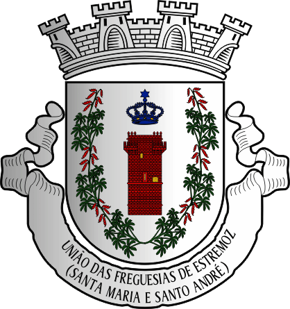 Brasão da União das freguesias de Estremoz (Santa Maria e Santo André) - Estremoz (Santa Maria and Santo André) civil parishes union coat-of-arms Brasão da União das freguesias de Estremoz (Santa Maria e Santo André) - Estremoz (Santa Maria and Santo André) civil parishes union coat-of-arms