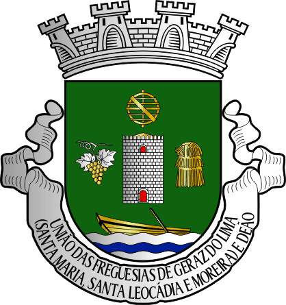 Brasão da União das freguesias de Geraz do Lima (Santa Maria, Santa Leocádia e Moreira) e Deão - Geraz do Lima (Santa Maria, Santa Leocádia and Moreira) and Deão civil parishes union coat-of-arms