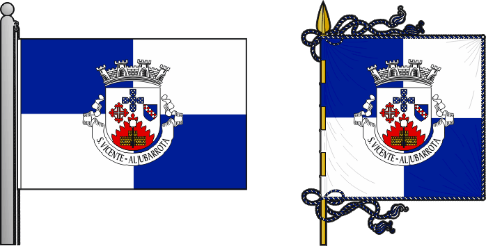 Bandeira e estandarte da antiga freguesia de Aljubarrota (São Vicente) - Aljubarrota (São Vicente) former civil parish, flag and banner Bandeira e estandarte da antiga freguesia de Aljubarrota (São Vicente) - Aljubarrota (São Vicente) former civil parish, flag and banner