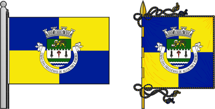 Bandeira e estandarte da União das freguesias de Alcoutim e Pereiro - Alcoutim and Pereiro civil parish union, flag and banner Bandeira e estandarte da União das freguesias de Alcoutim e Pereiro - Alcoutim and Pereiro civil parish union, flag and banner