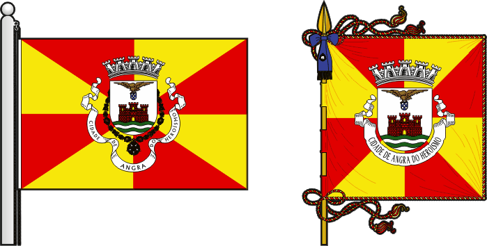 Bandeira e estandarte do Município de Angra do Heroísmo - Angra do Heroísmo municipal flag and banner