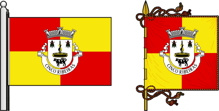 Bandeira e estandarte da freguesia de Cinco Ribeiras - Cinco Ribeiras civil parish, flag and banner Bandeira e estandarte da freguesia de Cinco Ribeiras - Cinco Ribeiras civil parish, flag and banner