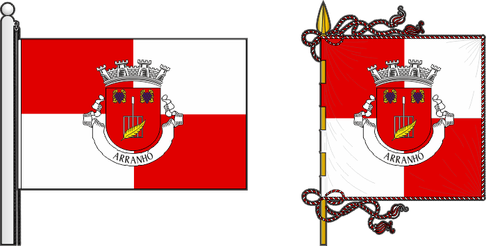 Bandeira e estandarte da freguesia de Arranhó - Arranhó civil parish, flag and banner Bandeira e estandarte da freguesia de Arranhó - Arranhó civil parish, flag and banner