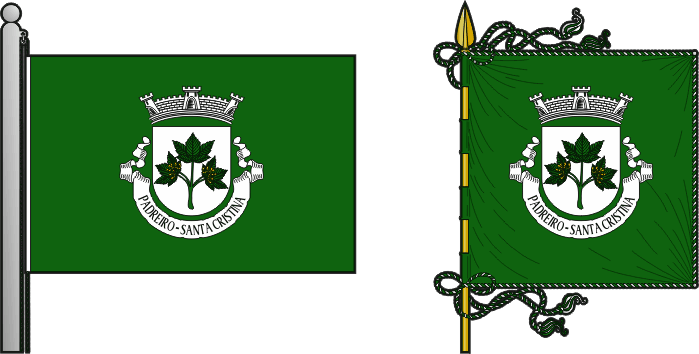 Bandeira e estandarte da antiga freguesia de Padreiro (Santa Cristina) - Padreiro (Santa Cristina) former civil parish, flag and banner Bandeira e estandarte da antiga freguesia de Padreiro (Santa Cristina) - Padreiro (Santa Cristina) former civil parish, flag and banner