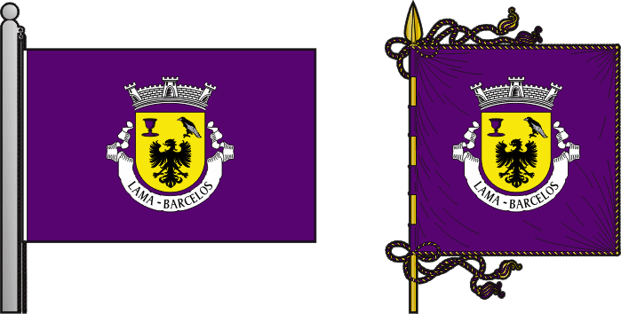 Bandeira e estandarte da freguesia de Lama - Lama civil parish, flag and banner