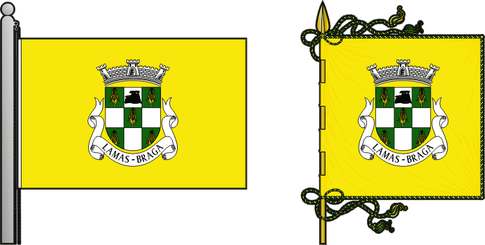 Bandeira e estandarte da freguesia de Lamas - Lamas civil parish, flag and banner Bandeira e estandarte da freguesia de Lamas - Lamas civil parish, flag and banner