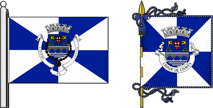 Bandeira e estandarte do Município de Chaves - Chaves municipal flag and banner
