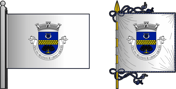 Bandeira e estandarte da União das freguesias de Loivos e Póvoa de Agrações - Loivos and Póvoa de Agrações civil parishes union flag and banner