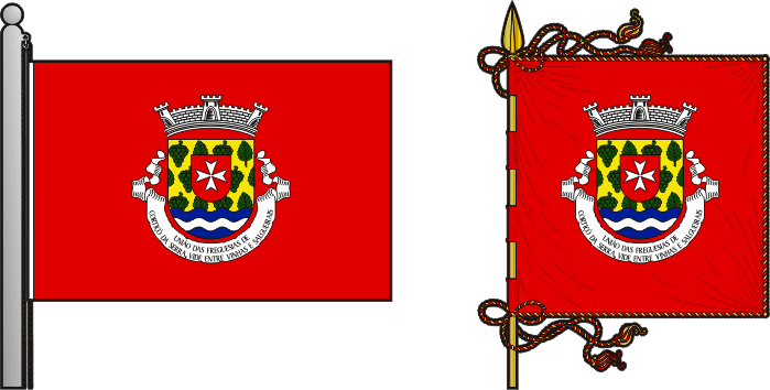 Bandeira e estandarte da União das freguesias de Cortiçô da Serra, Vide Entre Vinhas e Salgueirais - Cortiçô da Serra, Vide Entre Vinhas and Salgueirais civil parishes union flag and banner