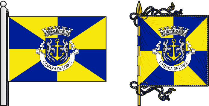 Bandeira e estandarte do Município de Câmara de Lobos - Câmara de Lobos municipal flag and banner Bandeira e estandarte do Município de Câmara de Lobos - Câmara de Lobos municipal flag and banner