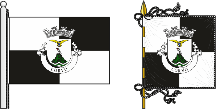 Bandeira e estandarte do Município do Corvo - Corvo municipal flag and banner Bandeira e estandarte do Município do Corvo - Corvo municipal flag and banner