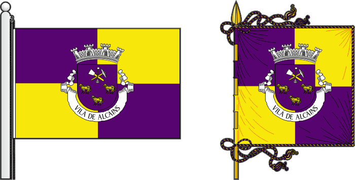 Bandeira e estandarte da freguesia de Alcains - Alcains civil parish, flag and banner Bandeira e estandarte da freguesia de Alcains - Alcains civil parish, flag and banner