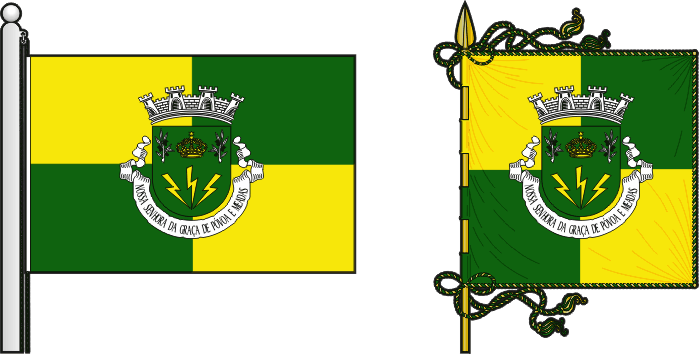 Bandeira e estandarte da freguesia de Nossa Senhora da Graça de Póvoa e Meadas - Nossa Senhora da Graça de Póvoa and Meadas civil parish, flag and banner Bandeira e estandarte da freguesia de Nossa Senhora da Graça de Póvoa e Meadas - Nossa Senhora da Graça de Póvoa and Meadas civil parish, flag and banner