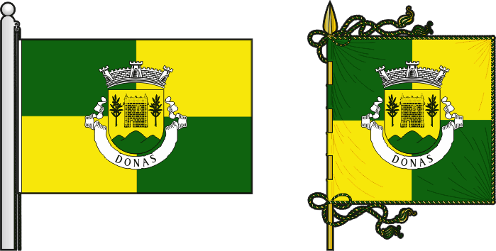 Bandeira e estandarte da antiga freguesia de Donas - Donas former civil parish, flag and banner Bandeira e estandarte da antiga freguesia de Donas - Donas former civil parish, flag and banner