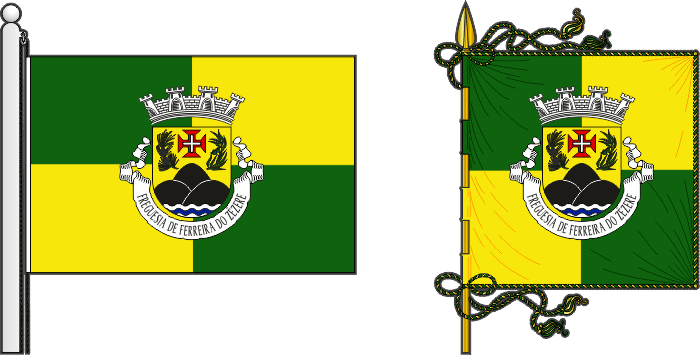 Bandeira e estandarte da freguesia de Ferreira do Zêzere - Ferreira do Zêzere civil parish, flag and banner Bandeira e estandarte da freguesia de Ferreira do Zêzere - Ferreira do Zêzere civil parish, flag and banner