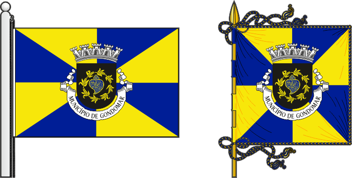 Bandeira e estandarte do Município de Gondomar - Gondomar municipal flag and banner Bandeira e estandarte do Município de Gondomar - Gondomar municipal flag and banner