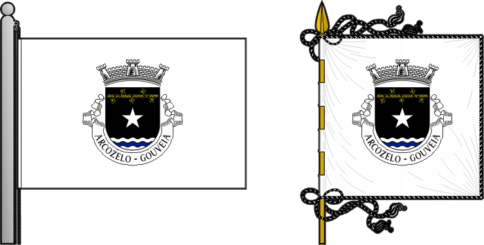 Bandeira e estandarte da freguesia de Arcozelo - Arcozelo civil parish, flag and banner