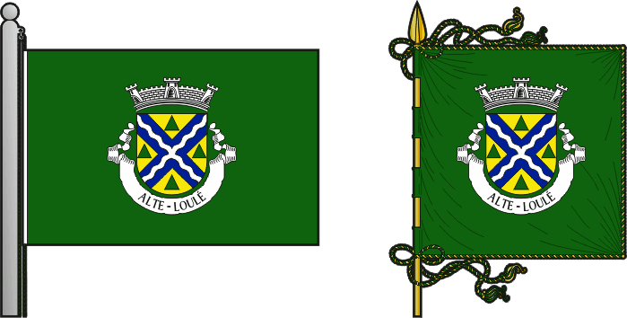 Bandeira e estandarte da freguesia de Alte - Alte civil parish, flag and banner Bandeira e estandarte da freguesia de Alte - Alte civil parish, flag and banner