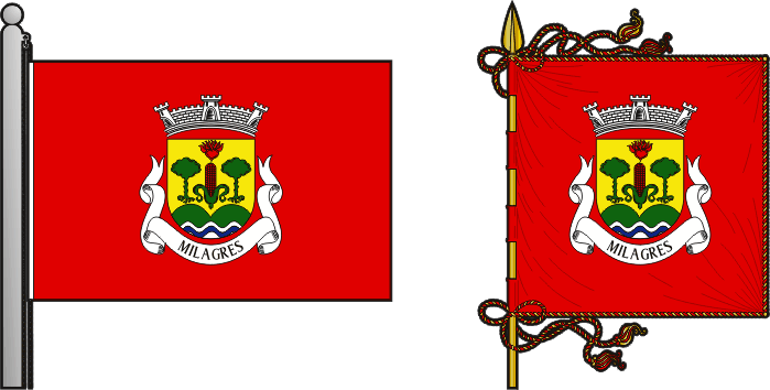 Bandeira e estandarte da freguesia de Milagres - Milagres former civil parish, flag and banner Bandeira e estandarte da freguesia de Milagres - Milagres civil parish, flag and banner