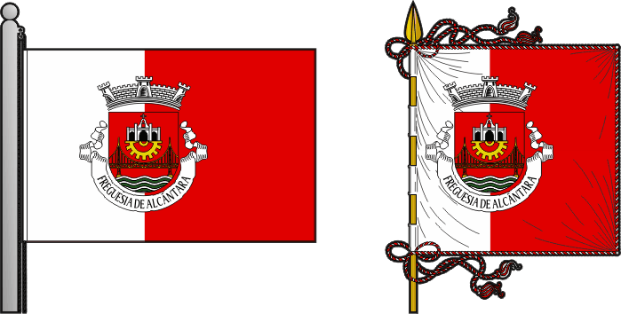 Bandeira e estandarte da freguesia de Alcântara - Alcântara civil parish, flag and banner Bandeira e estandarte da freguesia de Alcântara - Alcântara civil parish, flag and banner