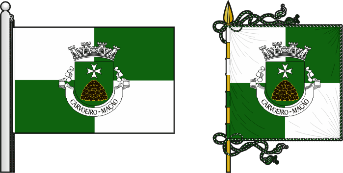 Bandeira e estandarte da freguesia de Carvoeiro - Carvoeiro civil parish, flag and banner Bandeira e estandarte da freguesia de Carvoeiro - Carvoeiro civil parish, flag and banner