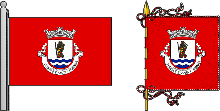 Bandeira e estandarte da União das Freguesias de Podence and Santa Combinha - Podence e Santa Combinha civil parishes union, flag and banner