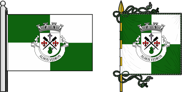 Bandeira e estandarte da freguesia de Alhos Vedros - Alhos Vedros civil parish, flag and banner Bandeira e estandarte da freguesia de Alhos Vedros - Alhos Vedros civil parish, flag and banner