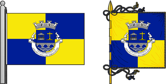 Bandeira e estandarte da União das freguesias de Algés, Linda-a-Velha e Cruz Quebrada-Dafundo - Algés, Linda-a-Velha e Cruz Quebrada-Dafundo flag and banner, civil parishes union Bandeira e estandarte desconhecidos - Unknown flag and banner