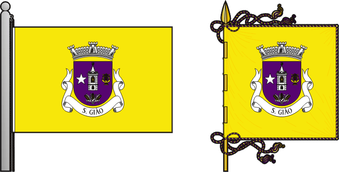 Bandeira e estandarte da freguesia de São Gião - São Gião civil parish, flag and banner
