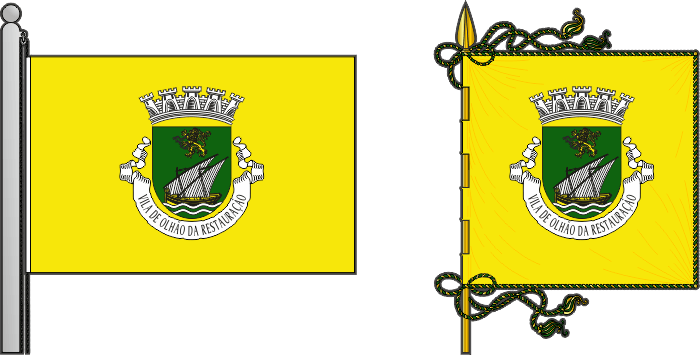 Bandeira e estandarte do município de Olhão - Olhão municipal flag and banner Bandeira e estandarte do município de Olhão - Olhão municipal flag and banner