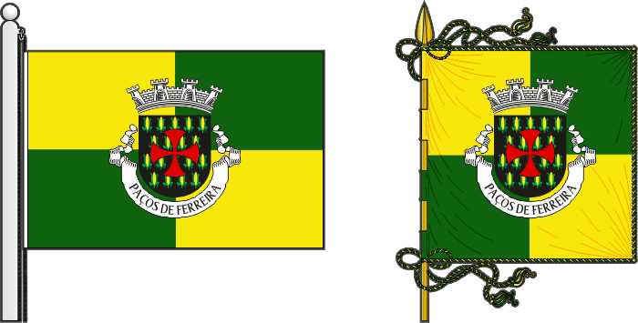 Bandeira e estandarte do Município de Paços de Ferreira - Paços de Ferreira municipal flag and banner Bandeira e estandarte do Município de Paços de Ferreira - Paços de Ferreira municipal flag and banner