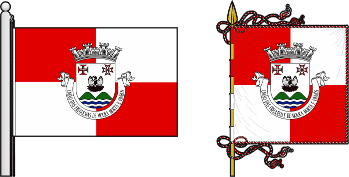 Bandeira e estandarte da União das freguesias de Moura Morta e Vinhós - Moura Morta and Vinhós civil parishes union flag and banner