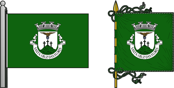 Bandeira e estandarte do Município de Santa Cruz das Flores - Santa Cruz das Flores municipal flag and banner