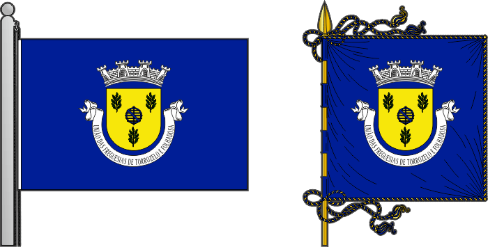Bandeira e estandarte da União das freguesias de Torrozelo e Folhadosa - Torrozelo and Folhadosa civil parishes union flag and banner Bandeira e estandarte da União das freguesias de Torrozelo e Folhadosa - Torrozelo and Folhadosa civil parishes union flag and banner