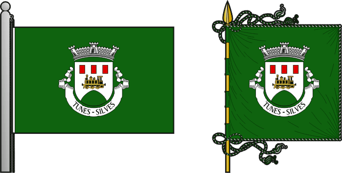Bandeira e estandarte da antiga freguesia de Tunes - Tunes former civil parish, flag and banner Bandeira e estandarte da antiga freguesia de Tunes - Tunes former civil parish, flag and banner