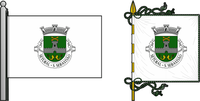 Bandeira e estandarte da freguesia de Setúbal (São Sebastião) - Setúbal (São Sebastião) civil parish, flag and banner Bandeira e estandarte da freguesia de Setúbal (São Sebastião) - Setúbal (São Sebastião) civil parish, flag and banner