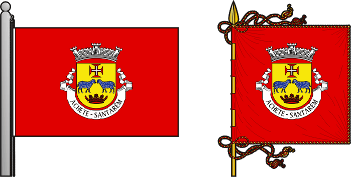 Bandeira e estandarte da antiga freguesia de Achete - Achete former civil parish, flag and banner Bandeira e estandarte da antiga freguesia de Achete - Achete former civil parish, flag and banner