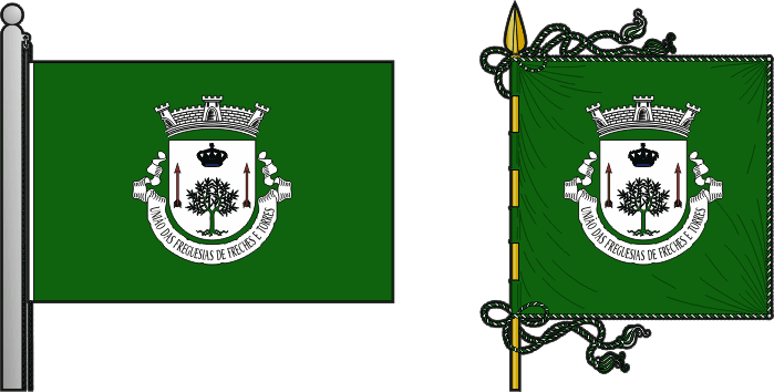 Bandeira e estandarte da União das freguesias de Freches e Torres - Freches and Torres civil parishes union flag and banner