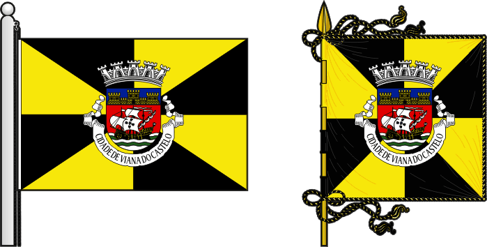 Bandeira e estandarte do Município de São Pedro do Sul - São Pedro do Sul municipal flag and banner Bandeira e estandarte do Município de Viana do Castelo - Viana do Castelo municipal flag and banner