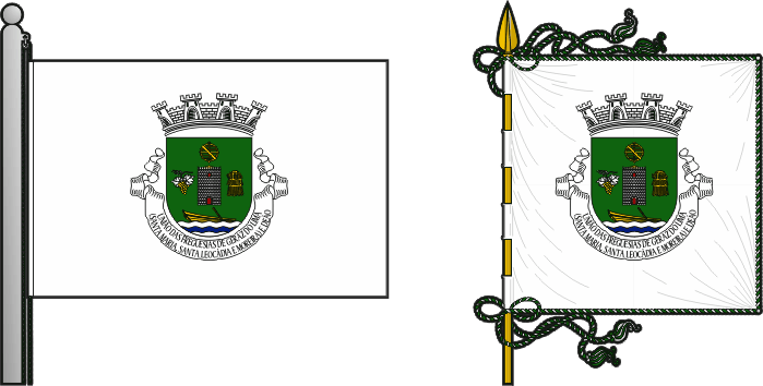 Bandeira e estandarte da União das freguesias de Geraz do Lima (Santa Maria, Santa Leocádia e Moreira) e Deão - Geraz do Lima (Santa Maria, Santa Leocádia and Moreira) and Deão civil parishes union flag and banner