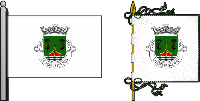 Bandeira e estandarte da freguesia de Gafanha da Boa Hora - Gafanha da Boa Hora civil parish, flag and banner Bandeira e estandarte da freguesia de Gafanha da Boa Hora - Gafanha da Boa Hora civil parish, flag and banner