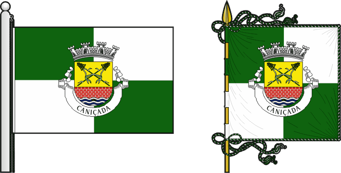 Bandeira e estandarte da antiga freguesia de Caniçada - Caniçada former civil parish, flag and banner Bandeira e estandarte da antiga freguesia de Caniçada - Caniçada former civil parish, flag and banner
