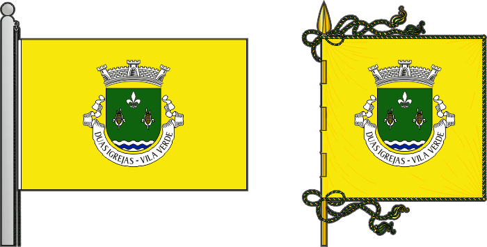 Bandeira e estandarte da antiga freguesia de Duas Igrejas - Duas Igrejas former civil parish, flag and banner Bandeira e estandarte da antiga freguesia de Duas Igrejas - Duas Igrejas former civil parish, flag and banner