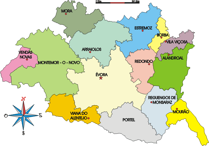 Mapa administrativo do distrito de Évora - Administrative map of the Évora district Mapa administrativo do distrito de Évora - Administrative map of the Évora district