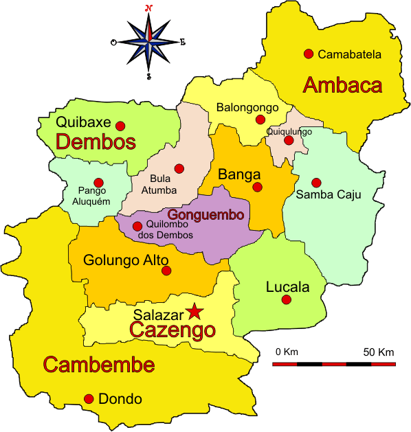 Mapa adminstrativo do distrito do Cuanza Norte em 1971 - Northern Cuanza district administrative map in 1971 Mapa adminstrativo do distrito do Cuanza Norte em 1971 - Northern Cuanza district administrative map in 1971